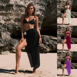 2025 NUEVO estilo Vestido largo denicho deniña caliente con juego de playa de patrón de flores, comercio exterior Bikini de color sólido tres-Piece set, Vacation Swimsuit for Women 8891 Precio:$119.99
